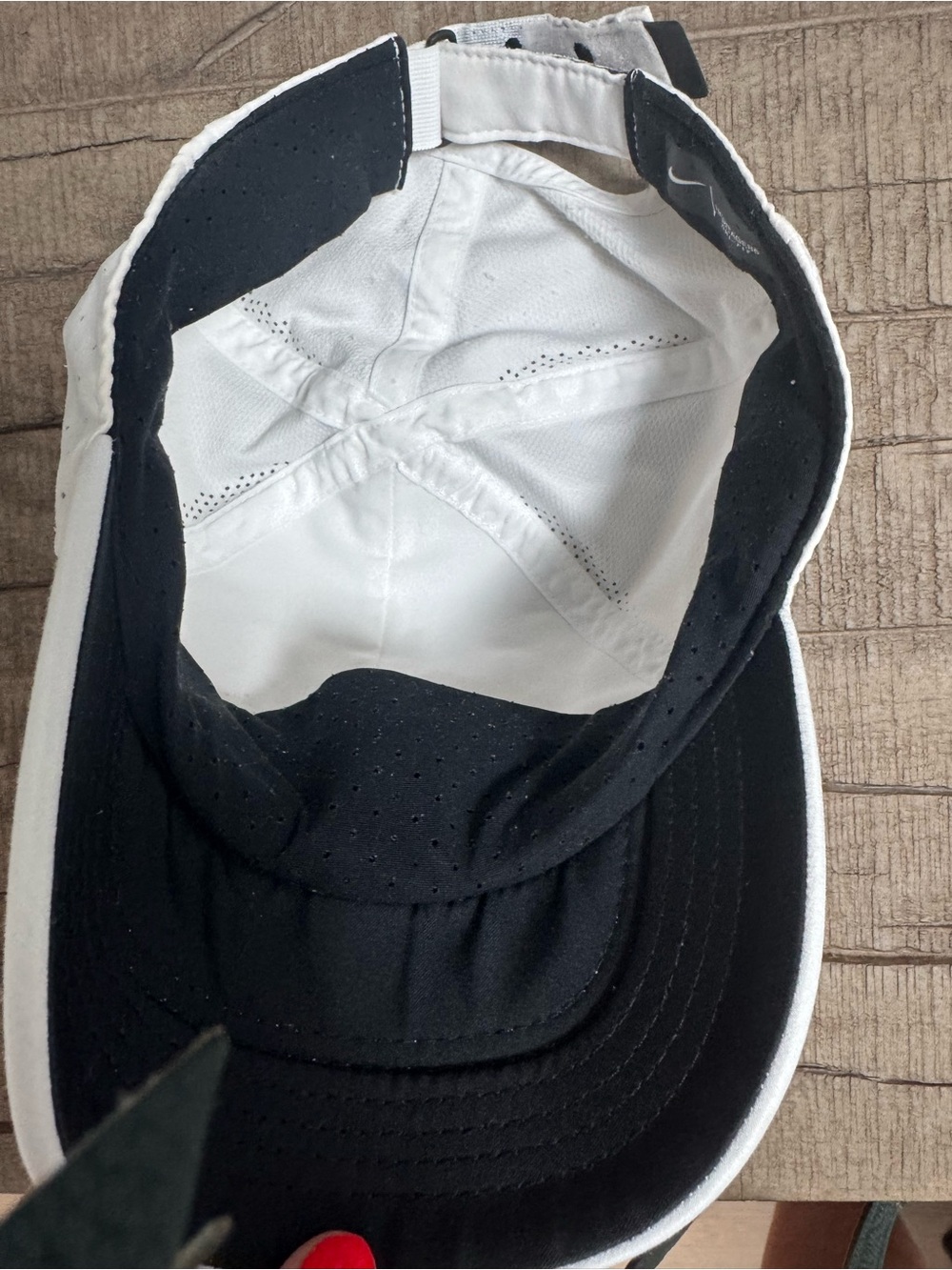 Nike White Cap with Black Swoosh - Perforated Dri-FIT O/S - Picture 3 of 6